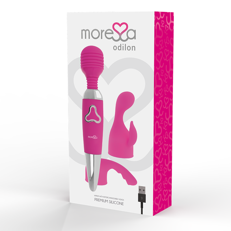 MORESSA - ODILON WAND POWERFUL MOTOR PLUS TWO PREMIUM SILICONE RECHARGEABLE HEADS
