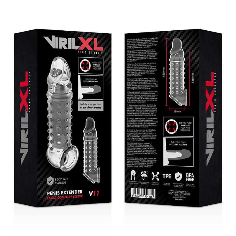 VIRILXL - PENIS EXTENSION AND SLEEVE V11 TRANSPARENT