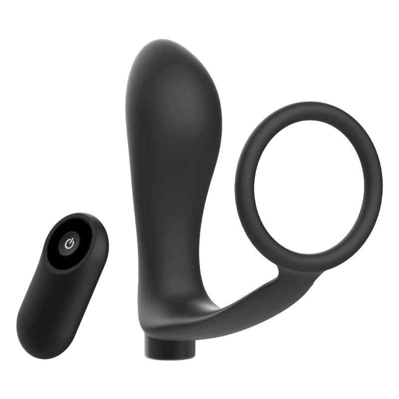 ADDICTED TOYS - BLACK REMOTE CONTROLLED ANAL PLUG RECHARGEABLE PENIS RING