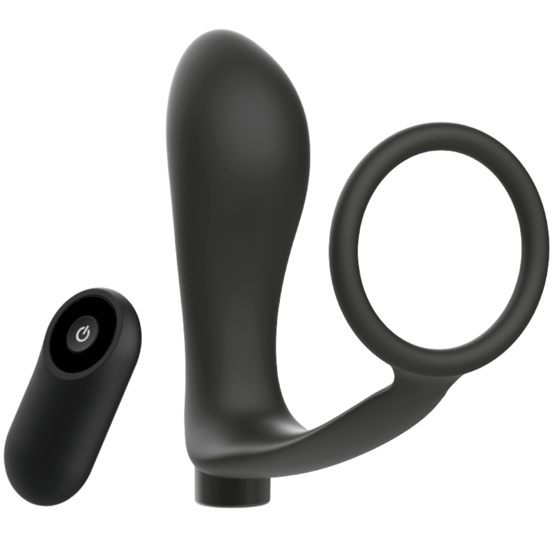ADDICTED TOYS - BLACK REMOTE CONTROLLED ANAL PLUG RECHARGEABLE PENIS RING