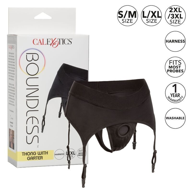 CALEXOTICS - BOUNDLESS THONG HARNESS WITH GARTER BELT S/M