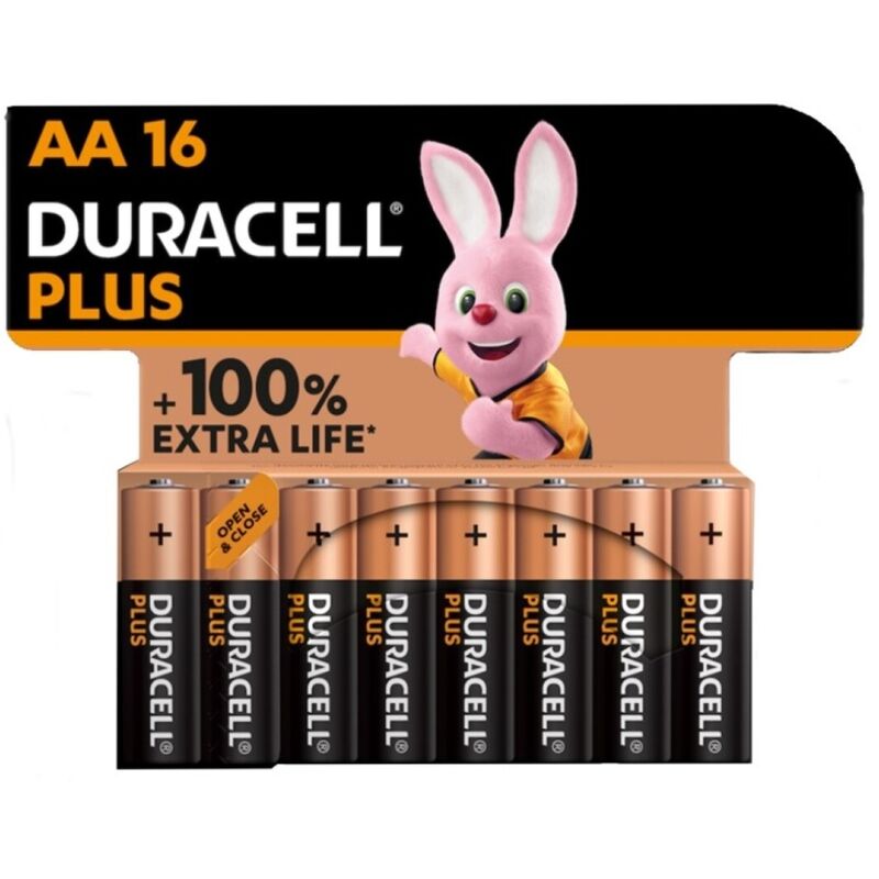 DURACELL - PLUS POWER 100 AA ALKALINE BATTERY LR6 BLISTER*16