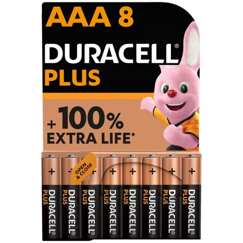 DURACELL - PLUS POWER 100 AAA ALKALINE BATTERY LR03 BLISTER*8