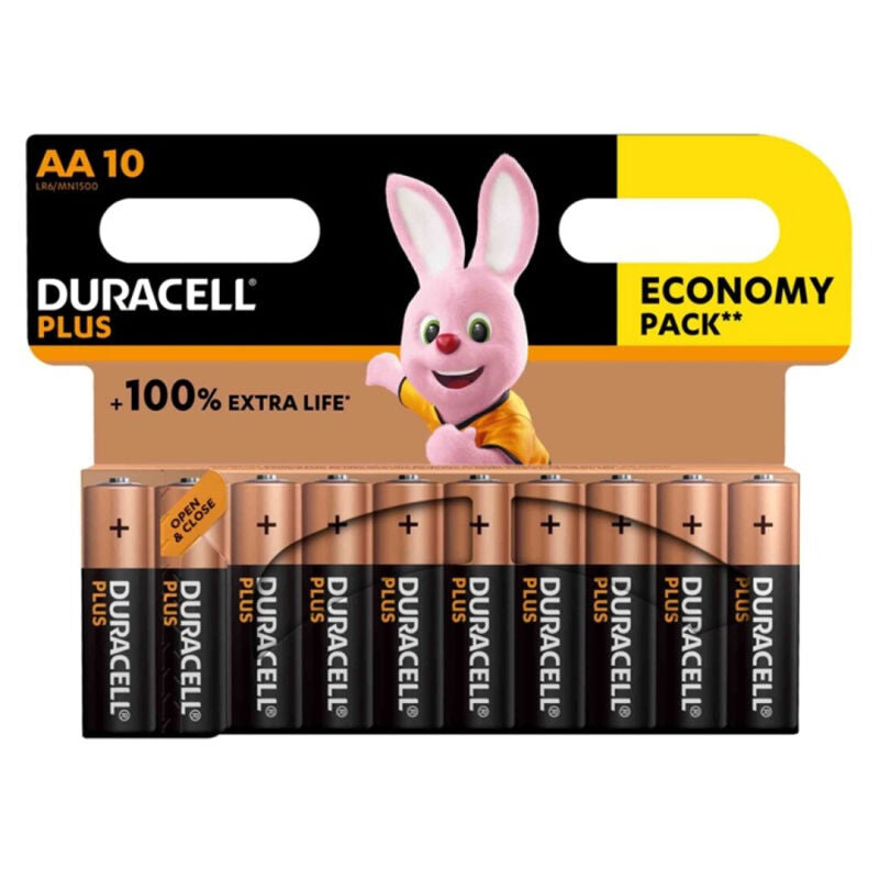 DURACELL - PLUS POWER 100 AA ALKALINE BATTERY LR6 BLISTER*10