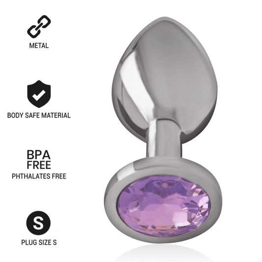 INTENSE - METAL ALUMINUM ANAL PLUG WITH VIOLET CRYSTAL SIZE S
