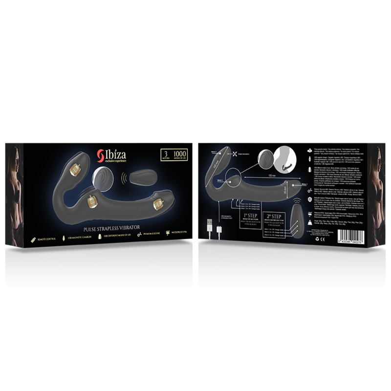 IBIZA - STRAPLESS VIBRATOR WITH PUSH BUTTON REMOTE CONTROL 3 ​​MOTORS 1000 COMBINATIONS