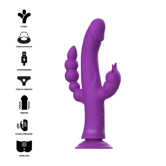 INTENSE - CASANOVA VIBRATOR RABBIT SILICONE TRIPLE MOTOR PURPLE