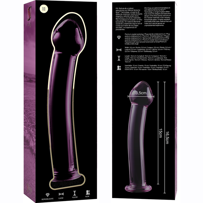 NEBULA SERIES BY IBIZA - MODEL 11 TRANSPARENT BOROSILICATE GLASS DILDO 16 CM -OR- 3 CM