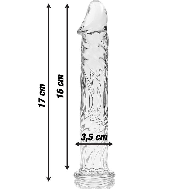 NEBULA SERIES BY IBIZA - MODEL 12 TRANSPARENT BOROSILICATE GLASS DILDO 17 CM -OR- 3.5 CM