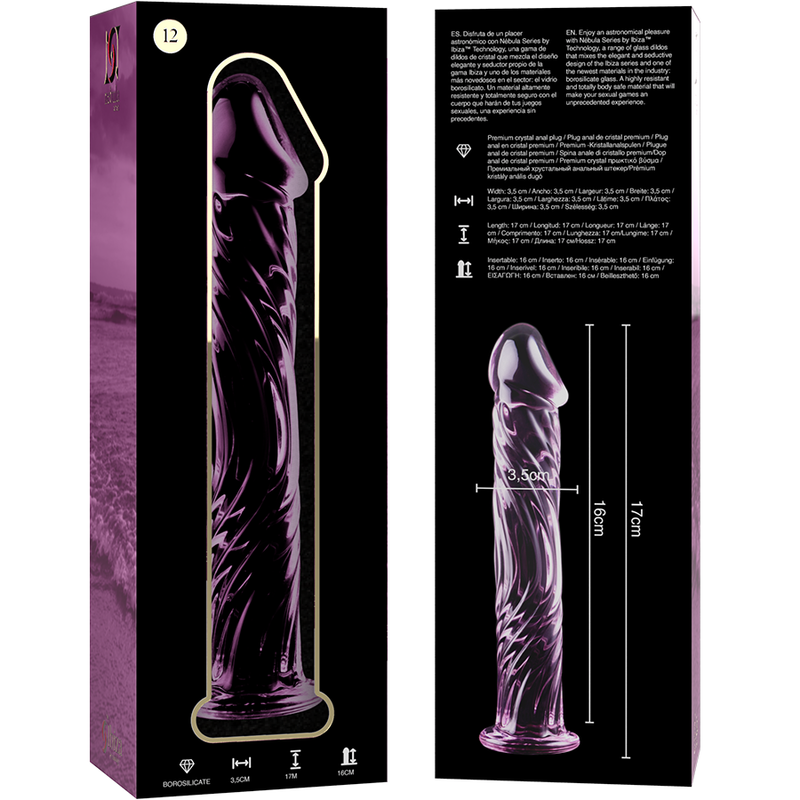 NEBULA SERIES BY IBIZA - MODEL 12 TRANSPARENT BOROSILICATE GLASS DILDO 17 CM -OR- 3.5 CM