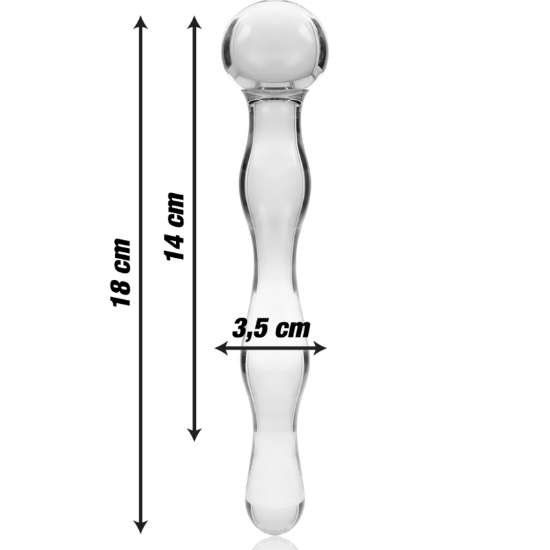 NEBULA SERIES BY IBIZA - MODEL 13 TRANSPARENT BOROSILICATE GLASS DILDO 18 CM -OR- 3.5 CM