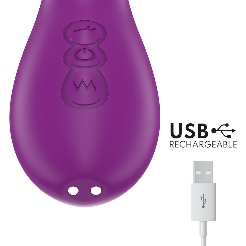 INTENSE - ATENEO RECHARGEABLE MULTIFUNCTION VIBRATOR 7 VIBRATIONS WITH OSCILLATING TONGUE AND PURPLE SUCKER