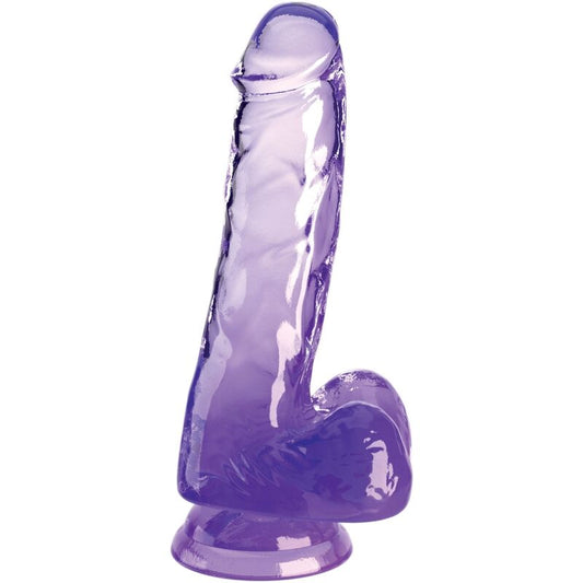 KING COCK - CLEAR REALISTIC PENIS WITH TESTICLES 13.5 CM PURPLE