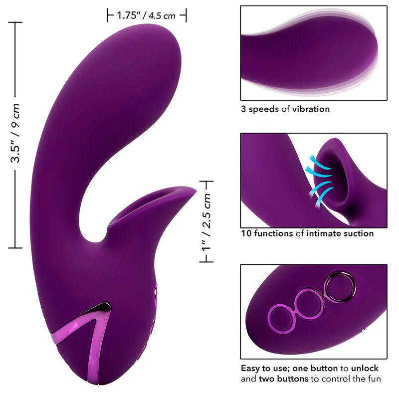 CALEXOTICS - HUNTINGTON BEACH HEARTBREAKER STIMULATOR &amp; SUCTIONER PURPLE BY CALIFORNIA DREAMING
