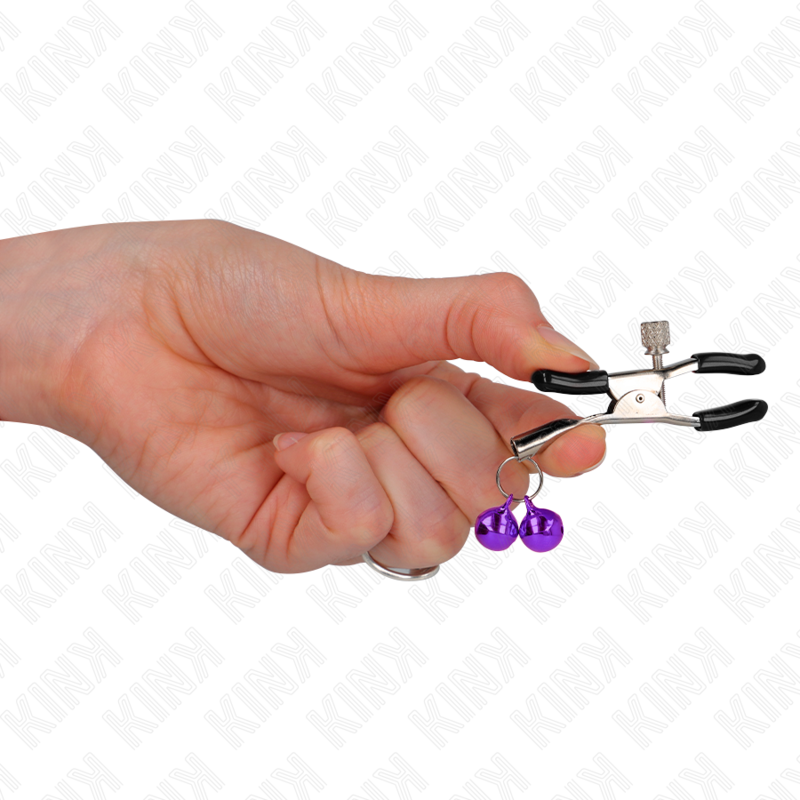 KINK - PURPLE DOUBLE BELL NIPPLE CLAMPS 6 CM