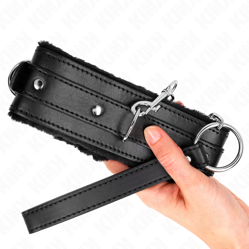KINK - 65 CM BLACK LEASH COLLAR WITH RESTRICTIONS ADJUSTABLE 36-42 CM X 5.5 CM
