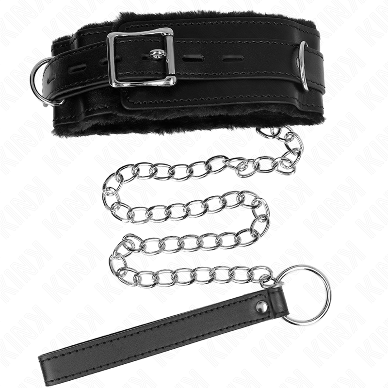 KINK - 65 CM BLACK LEASH COLLAR WITH RESTRICTIONS ADJUSTABLE 36-42 CM X 5.5 CM