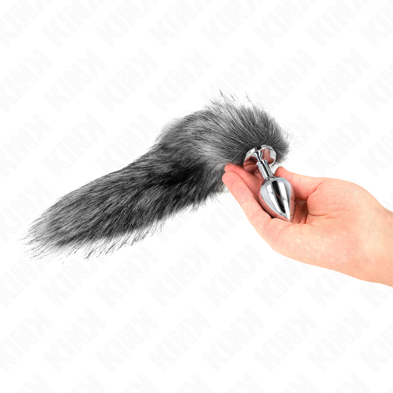 KINK - ANAL PLUG SIZE M 8 X 3.5 CM WITH SYNTHETIC TAIL 40 CM SILVER