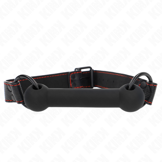 KINK - BONE SHAPED GAG WITH ADJUSTABLE BLACK LEATHERETTE STRAP 41-57 CM