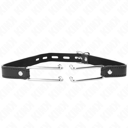 KINK - 11.5 CM METAL HOOK GAG WITH ADJUSTABLE LEATHERETTE STRAP 39-58 CM X 2 CM