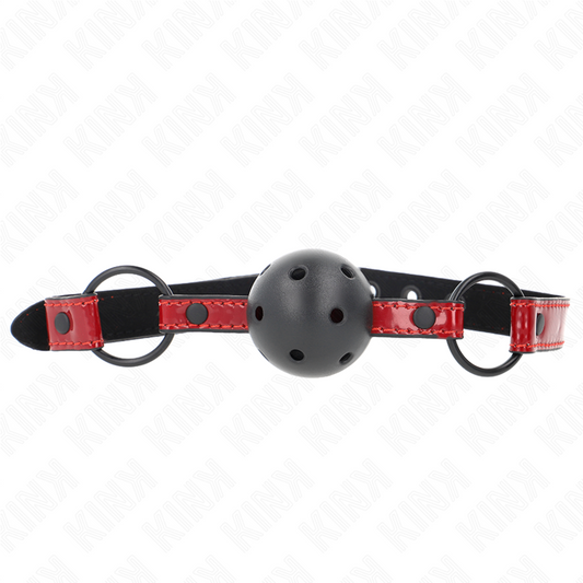 KINK - 4.5 CM BALL GAG IN SHINY LEATHERETTE 63.5 X 2 CM ADJUSTABLE 41 X 59 CM
