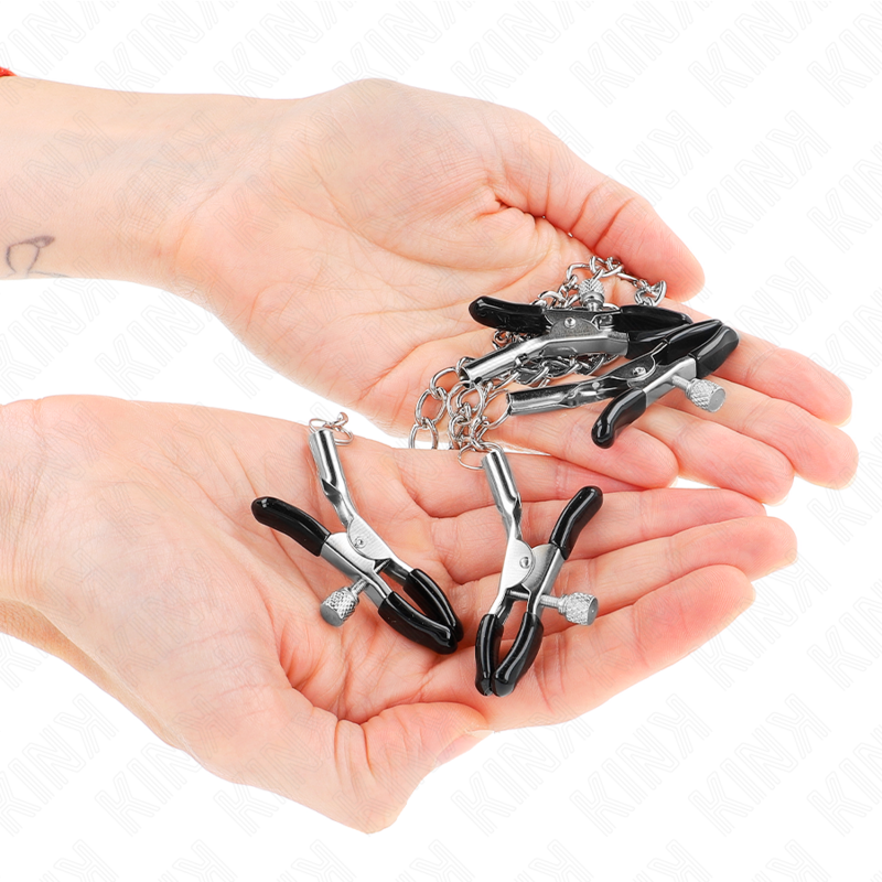 KINK - NIPPLE AND CLITORIS CLAMPS 4 ADJUSTABLE SNAP-IN HOOKS SILVER