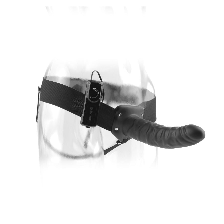 FETISH FANTASY SERIES - 19 CM BLACK HOLLOW VIBRATING HARNESS