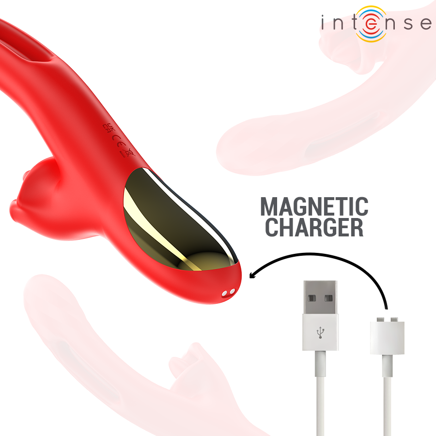 INTENSE - JESSICA VIBRADOR MULTIFUNCIÓN ESTIMULACIÓN CLÍTORIS 24.8 CM ROJO