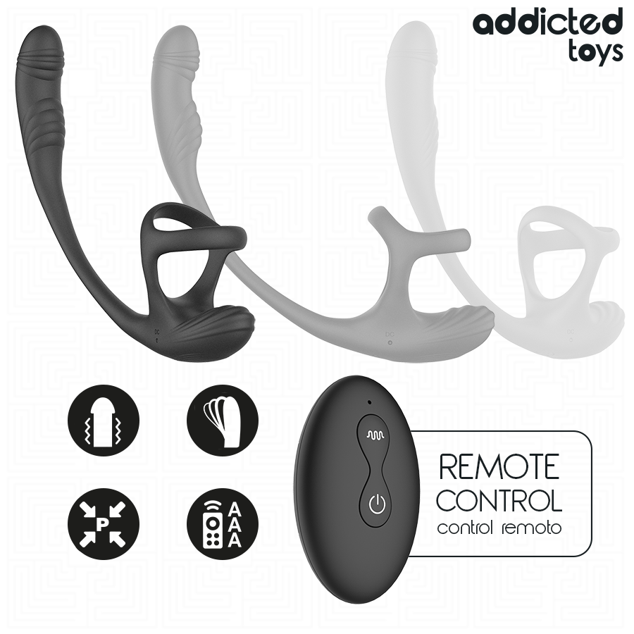 ADDICTED TOYS - PLUG ANAL VIBRACIÓN Y WAVING 360º Y ESTIMULADOR TESTÍCULOS