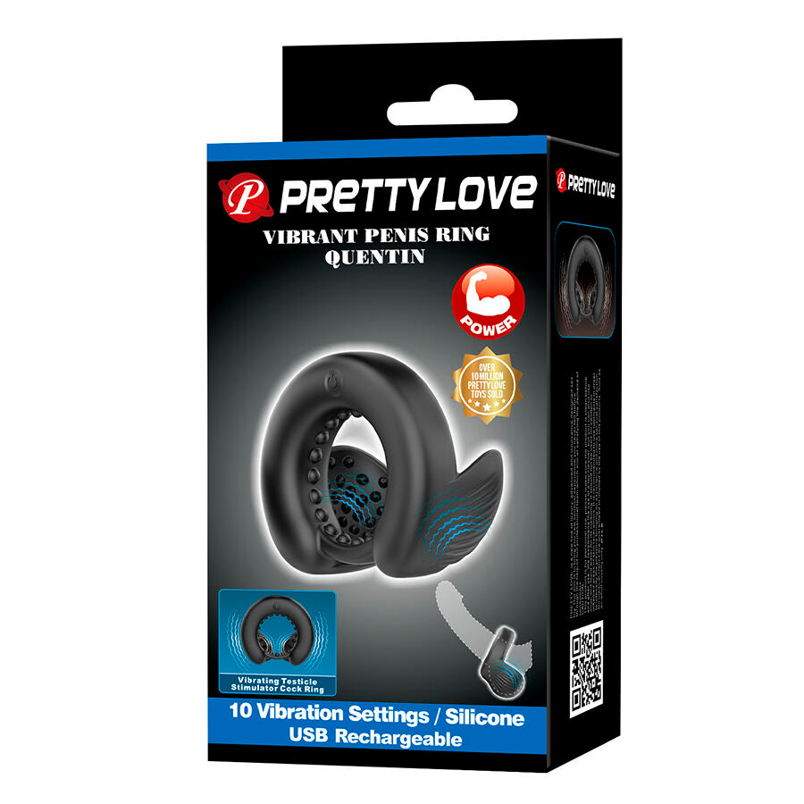 PRETTY LOVE - QUENTIN ANILLO PARA PENE CON ESTIMULADOR TESTICULAR