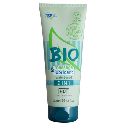 HOT - BIO MASSAGE & LUBRICANTE BASE AGUA 2 EN 1 200 ML