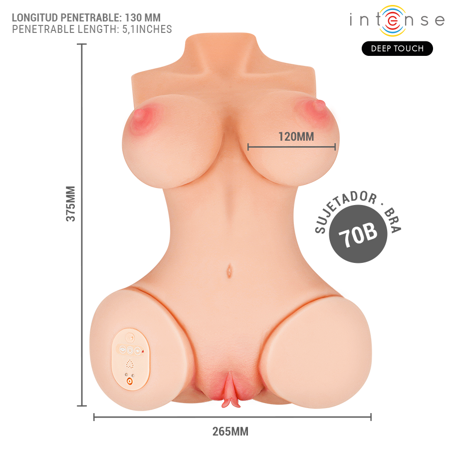 INTENSE DEEP TOUCH - VERO TORSO VAGINA CON EFECTO SUCCIÓN, CALOR, VIBRACIÓN Y VOZ CON CONTROL REMOTO 5.5 KG