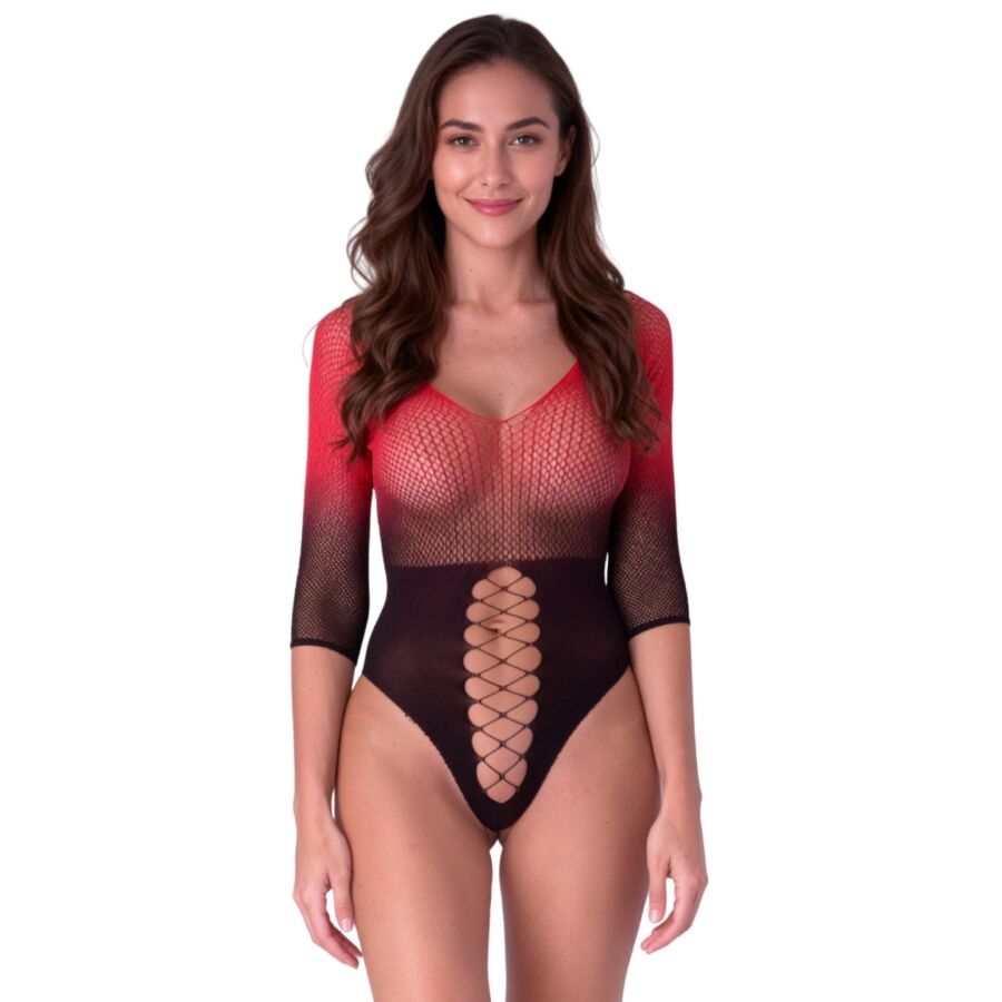 PASSION - BS118 BODY DE MALLA NEGRO Y ROJO