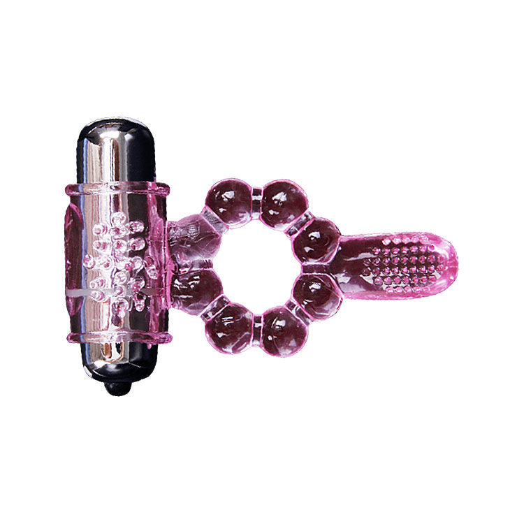 DANCE - SILICONE RING 10 RHYTHMS TONGUE WITH PINK VIBRATION