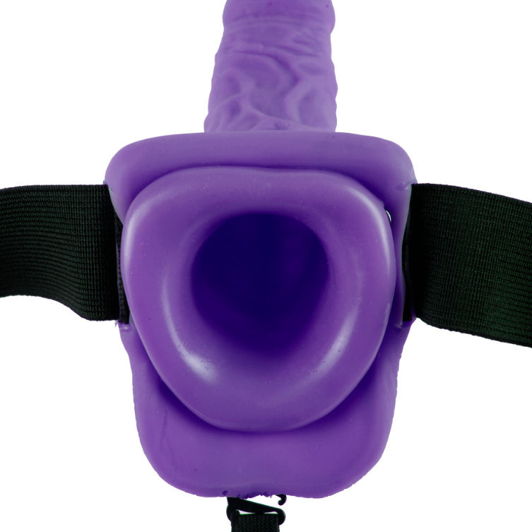 FETISH FANTASY SERIES - 7 HOLLOW VIBRATING HARNESS WITH TESTICLES MAN 17.8 CM LILAC