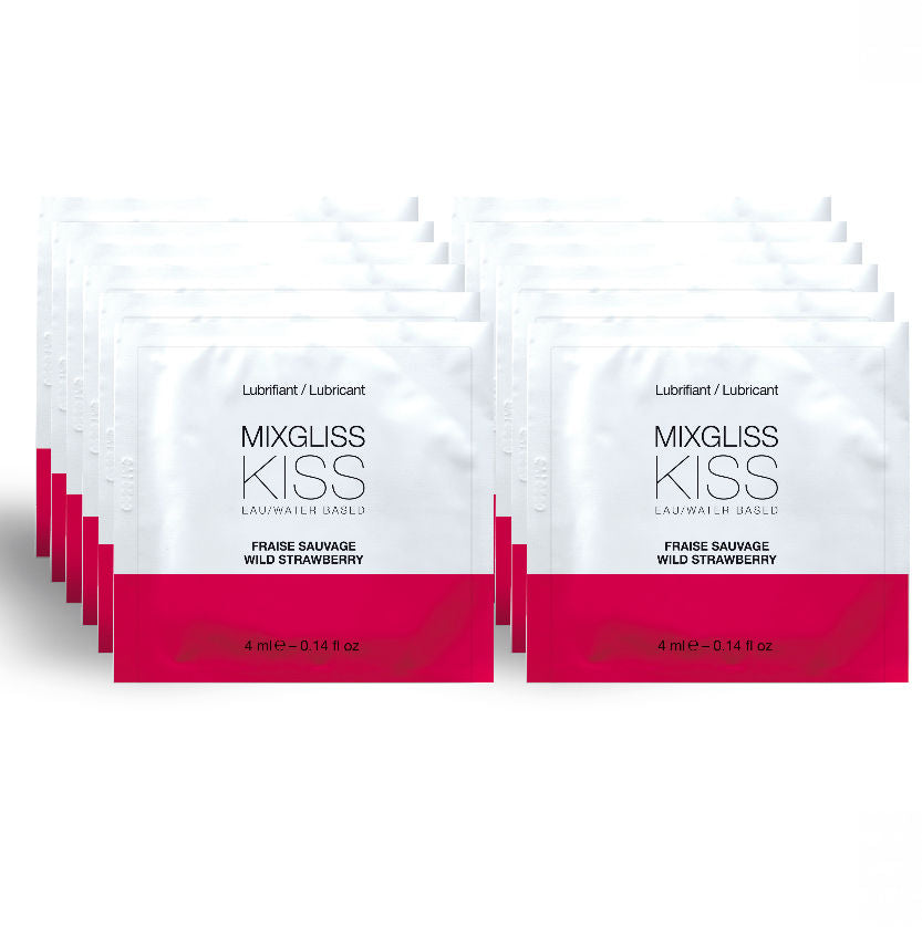 MIXGLISS - STRAWBERRY FLAVOR WATER-BASED LUBRICANT 12 SINGLE DOSE 4 ML