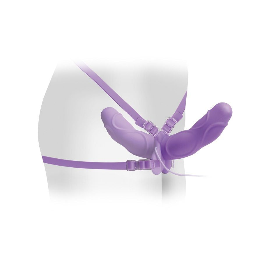FETISH FANTASY ELITE - DOUBLE VIBRATING HARNESS LILAC 11.5CM