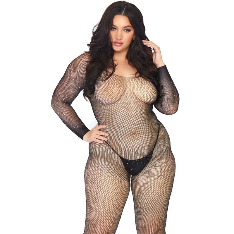 LEG AVENUE - BODYSTOCKING IN NETWORK WITH BRIGHT 1X-2X