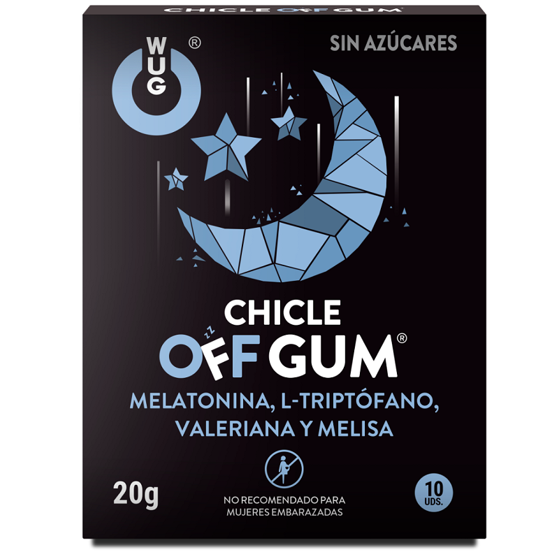 WUG GUM - OFF VALERIAN GUM, TRYPTOPHAN, MELISSA AND MELATONIN 10 UNITS